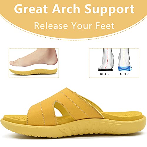 Image of KuaiLu Womens Fashion Orthotic Slides Ladies Athletic Yoga Mat Memory Foam Walking Sandals Thick Cushion Recovery Summer Beach Slippers Comfortable Plantar Fasciitis Arch Support