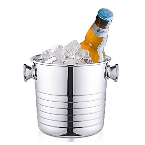 IUYJVR Secchiello per Il Vino, in Acciaio Inossidabile con Manico Vassoi per cubetti di Ghiaccio Bar Carrello Bevande Secchi Bicchiere per Vino, 1,8l 12x14 cm (5x6 Pollici)