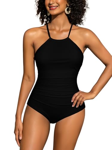 Maillot de bain une pièce gainant et amincissant pour femme avec col haut chic