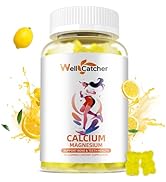 Wellcatcher Calcium Magnesium Gummies Adults Kids - Sugar Free Chewable Vegan Algae Calcium Suppl...