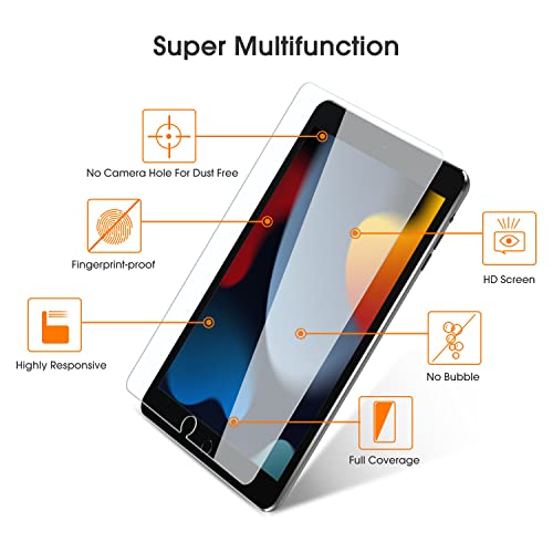 OMOTON [Paquete de 3 Protectores de pantalla para iPad 10.2 (iPad 9/iPad 8/iPad 7) / iPad Air 3 / iPad Pro 10.5/, vidrio templado con [marco de instalación] [alta definición] [dureza 9H]