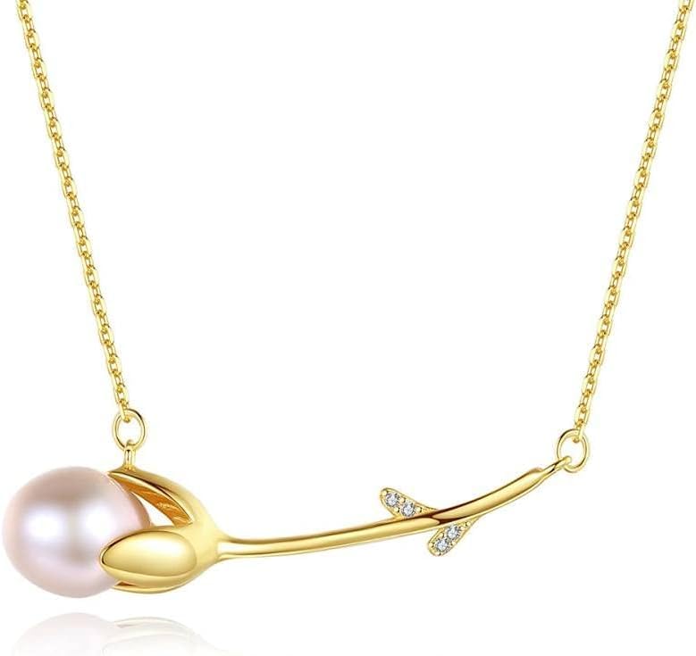 Collier rose argent 925 et perle violette, le cadeau idéal pour femme