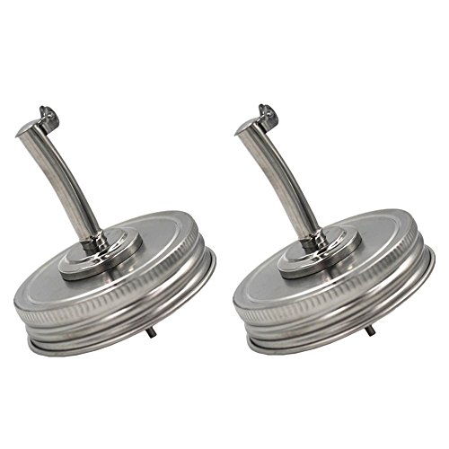 2 Pack Mason Jar Oil Infusions Lid, Stainless Steel, Liquor/Oil Pour Spout Dispenser