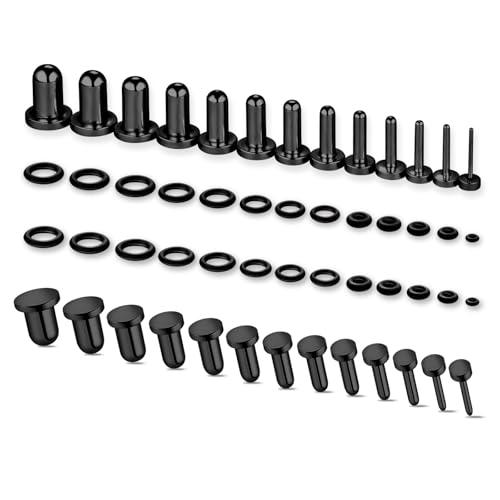 Qmcandy 20-26Pcs Ear Stretching Kit 1-7mm/7.5-12mm Dead Stretching Single Flare Plugs for Ears Gauge Stretching Kit Stainless Steel Ear Tapers for Women Men