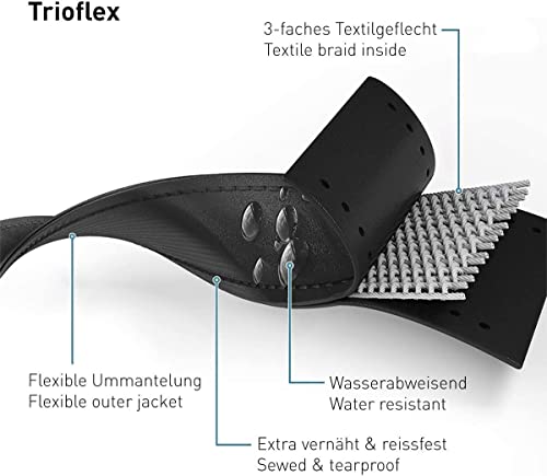 PetTec Hundeleine 2m Führleine für Hunde bis 60kg, leichte Trainingsleine/Ausbildungsleine/Trekkingleine verstellbar aus TRIOFLEX (ähnl. Biothane), wasserabweisend, Dog Lead (Schwarz)