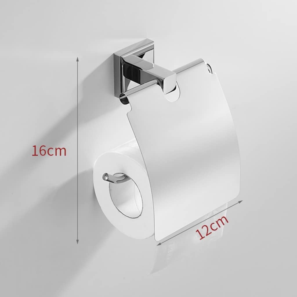 LSLYTQ Bathroom Hardware Set, Silver Full Copper Wall Mounted, Towel Ring, Tissue Rack, Hair Dryer Rack, Soap Net, Toilet Brush