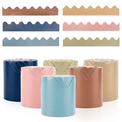 196.8 ft Bulletin Board Borders, Colorful Corrugated Border Roll Display Borders Bulletin Board Paper for School, Office & Home Use