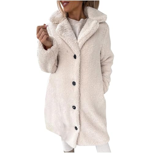 Manteau en laine mélangée de prestige et col peau d'agneau