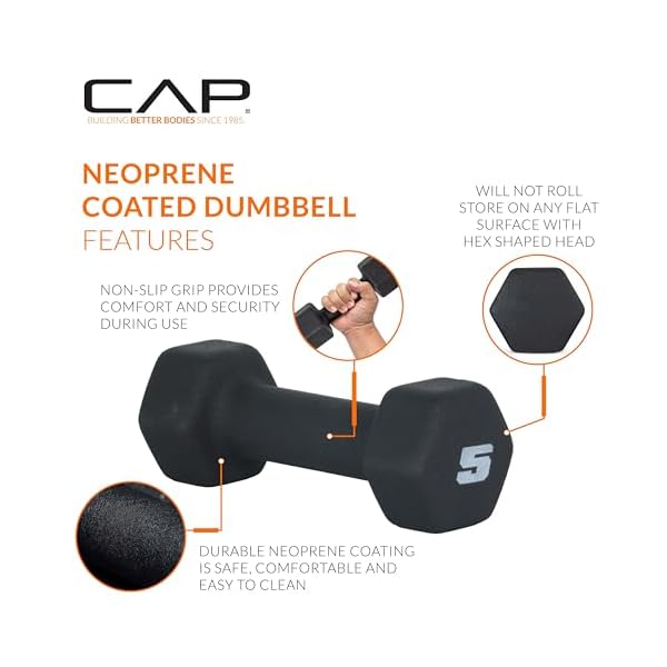 CAP Barbell Neoprene Dumbbell Weights Pairs & Sets | Black - Image 3