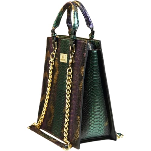 Serpentine Leather Women's Bag Top Handle Satchel Handbags Vertical style Chain Bag Tassel Purses Shoulder Bags4