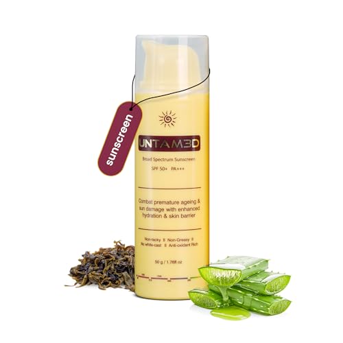 Image of UNTAMED Sunscreen SPF50+ PA+++ for Oily & Dry Skin, Face Use for Men & Women, 5-in-1 Formula that Acts as Essence, Primer , Antioxidant serum, Moisturizer and SPF 50, Lightweight Texture, Sulphate & Paraben Free, Clean formula, Daily UV, Pollution & Blue Light Protection, 50g