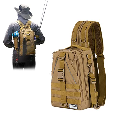 Ghosthorn Fishing Tackle Backpack Storage Bag - Outdoor Shoulder Backpack - Fishing Gear Bag Standard Khaki