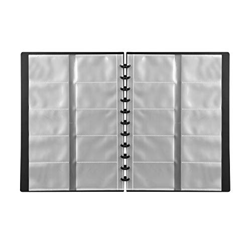 Livro de apresentação encadernado em espiral, 20 folhas, bolsos transparentes, capas plásticas, past