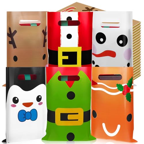Sacs en plastique avec poignées Sinmoe de 22,9 x 30,5 cm pour vos petits cadeaux de Noël