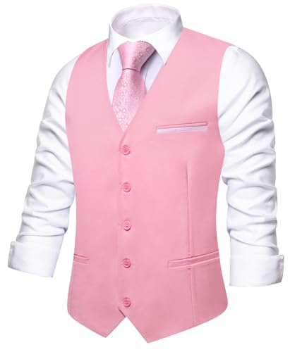 Hi-Tie Suede Leather Vest for Men Western Cowboy Vest Slim Fit Sleeveless V Neck Waistcoat Casual