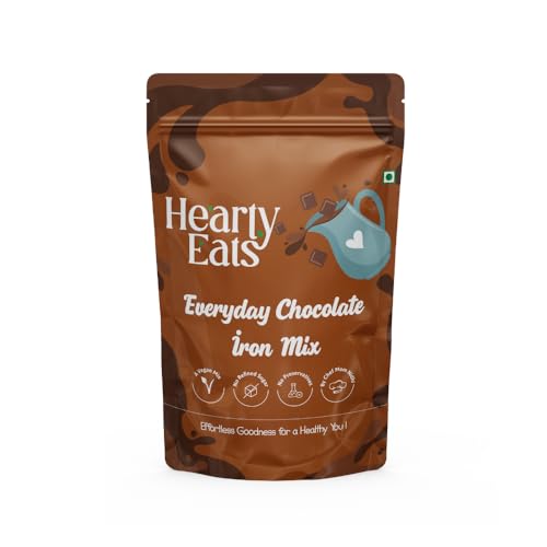 Image of Hearty Eats Everyday Chocolate Iron Mix | Thick & Chocolatey Drink Milk Mix | Vegan, Gluten-Free & No Preservatives Ready in 2 minutes
