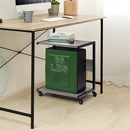 Computer Tower Stand, C-Shape Tall 2-Tier Pc Stand, Computer Tower Floor Stand With Lockable Wheels,Mainly Placed Computer Cases And Printers，Suitable For School, Office, Home(Grey) #TOP2