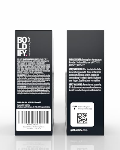 BOLDIFY Streuhaar für Dünner Werdendes Haar (Schwarz), Unsichtbar, Natürlich, Große Flasche, 28g, Kaschiert Haarausfall in 15 Sek, Haarverdichtung, Haarpuder für Feines Haar, Frauen/Männer