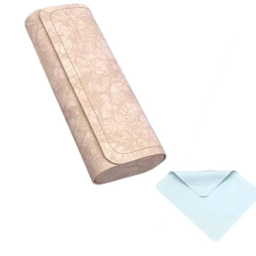 N-KONGJIAN Hard Shell Eyeglasses Case with Cleaning Cloth, Light and Fashion Glasses Case, Case For Glasses (Light Coffee Color)