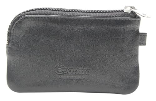 Étui à clés Esquire petit format 10,5 cm en cuir noir avec fermeture zippée