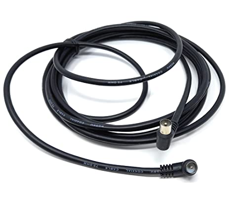 DRUT 4m,TV RF Right Angle 90' Male Plug to Male Plug Coaxial TV Freeview Cable Lead 75 Ohm (13ft, Black), 4 meters - Image 3