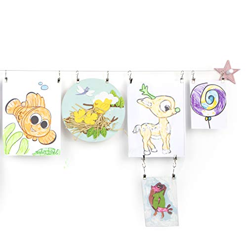 Wallniture Arte Picture Hanging Wire Photo Clips Wall Hanging Kids Art Display Kit