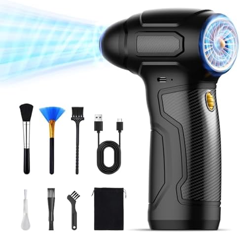 Compressed Air Duster - 200,000RPM Electric Air Duster, Rechargeable Cordless Mini Air Blower with Sliding Speed Control for Keyboard, PC, Electronics, Car, Outdoors and Home Cleaning (Yellow)