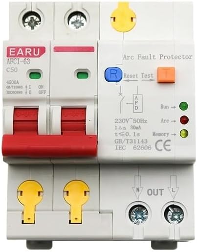 50A 2P AFDD AFCI Arc Fault Protector Dector Circuit Breaker Interrupte Overload Earth Leakage Short Circuit Voltage Protection