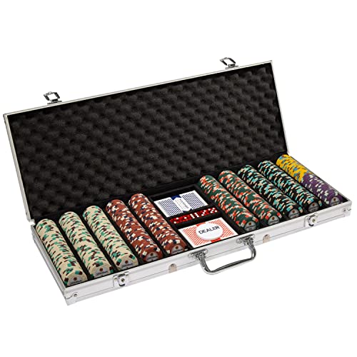 Showdown Poker Chips Set - 500 Heavyweight (13.5-Gram) Clay Composite Chips With Aluminum Case - Professional Casino Supplies, Kits, Holders, & Storage Container #TOP19