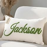 Wucidici Personalized Embroidered Name Lumbar Pillow，Custom Monogram Throw Accent Handmade Pillows Cover，Customizable 12x20 Decorative Couch Bed Room Pillow Case Gifts for Kids Boy Girls