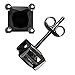 925 Sterling Silver Princess Cut Black Cubic Zirconia Stud Earrings