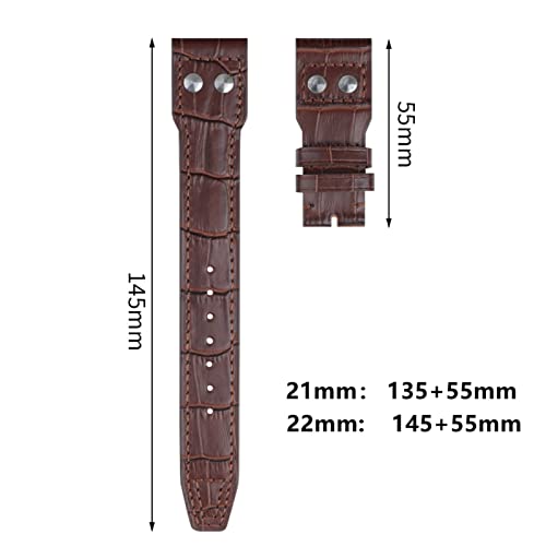Bracelet montre IWC Pilot Mark 18 en cuir de vache véritable marron - 3