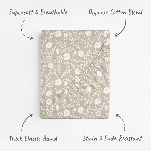 Image of Crib Sheets for Boys & Girls - 2 Pack Fitted Baby Crib Sheets Neutral for Standard & Toddler Bed Mattress - Buttery Soft Organic Cotton Blend (Pearl Rose Grey)