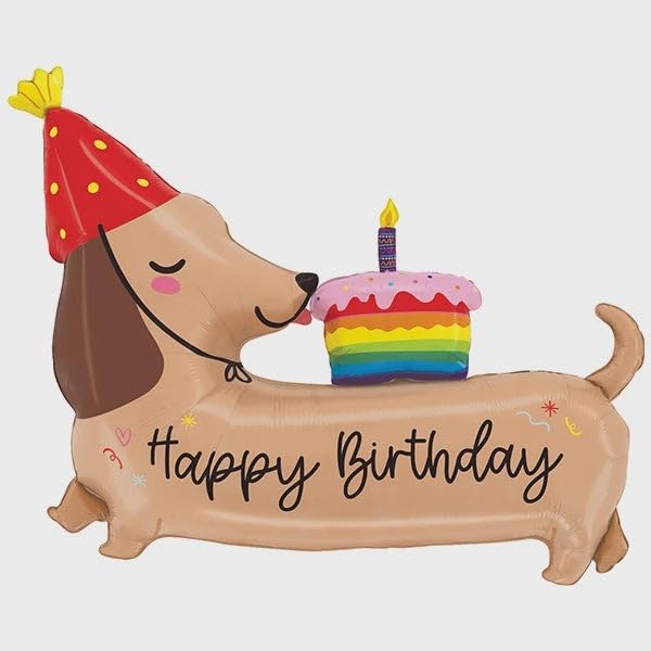 Atpata Funky 37inch Dachshund Happy Birthday Foil Balloon with Rainbow Cake – Puppy Dog Theme Party Decoration for Kids Birthday Lets Pawty Pet Lovers Woof Theme Backdrop-image-43