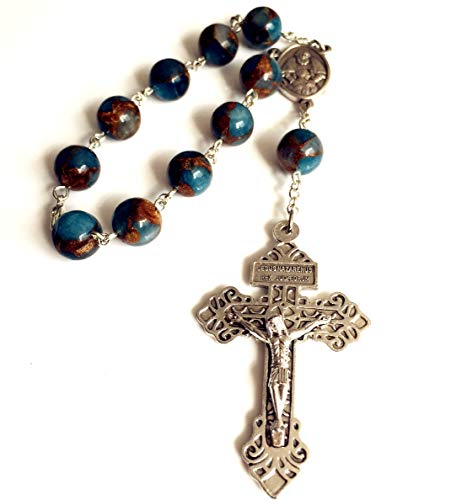 elegantmedical handmade football stone bead catholic prayer one decade rosary bracelet pardon cross gift2