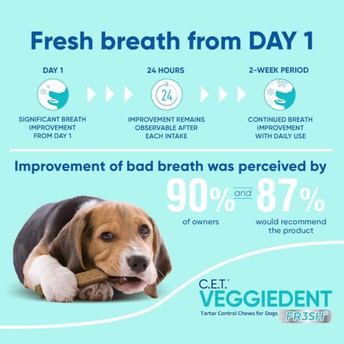 C.E.T. Veggiedent Fr3sh Plaque and Tartar Control Chews for Dogs, Medium | Vet recommended dental chews, plant-based formula, supports canine digestive health, VOHC approved for plaque & tartar - Image 6