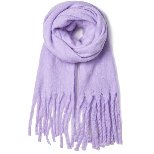 AUSEKALY Women's Scarf Big Colorful Thick Blanket Wrap Winter Oversized Warm Chunky Scarves Solid