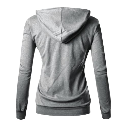 Image of GIVON Basic Lightweight Zip-Up Hoodie Long Sleeve Thin Jacket for Women with Plus Size