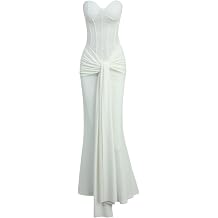 Womens Sexy Strapless Bodycon Corset Maxi Dress Sparkly Sequin Tie Waist Elegant Long Wedding Guest Dresses