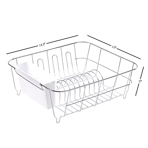 image for Sweet Home Collection 2 Piece Dish Drying Rack Set Drainer with Utensi
