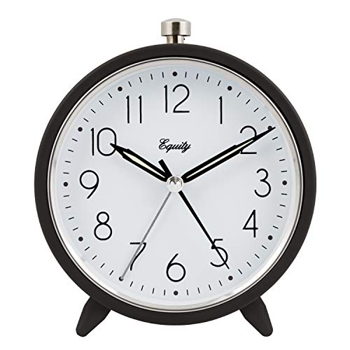 Equity 20091 5 Inch Silent Sweeping Quartz Metal Alarm Clock, Dark Gray #TOP19