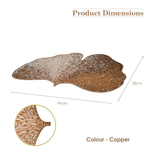 Image of Kuber Industries 4 Pcs Leather Side Table Mats | Washable Placemat /Dining Table Mat for Wedding and Family Functions | Butterfly Design - Copper