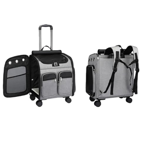 ペットキャリー リュック ペットキャリー キャスター付き 猫 猫用 キャリー カート 2WAY仕様犬 小型犬 大空間静音ユニバーサルホイール ペットキャリーケース 折り畳み 取り外し可能な車輪 (41*30*43) (グレー)