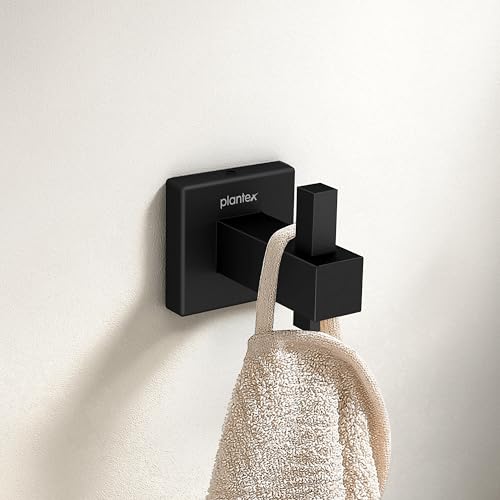 Image of Plantex Stainless Steel Robe Hook for Bathroom /Door Hanger Hook /Wall Towel Hook /Bathroom Accessories - Pack of 1, Aqua (Black)