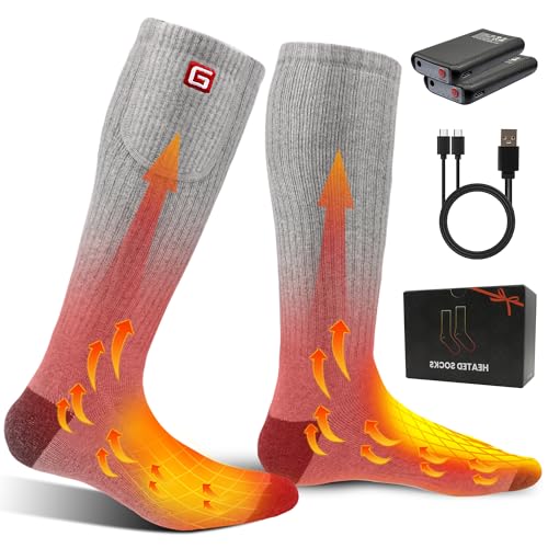 Calcetines calefactables Svpro para Hombres Mujeres 4000mAh Calcetines eléctricos Recargables con batería 3 ajustes de Calor para Deportes de Invierno Esquí, Caza, Senderismo, equitación