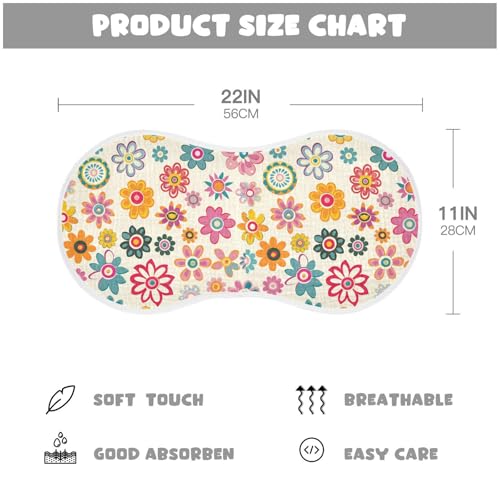 Flowers Cotton Muslin Burp Cloths Large Soft and Absorbent Cloths spit up rag for Unisex Set of 2, 22x11in4
