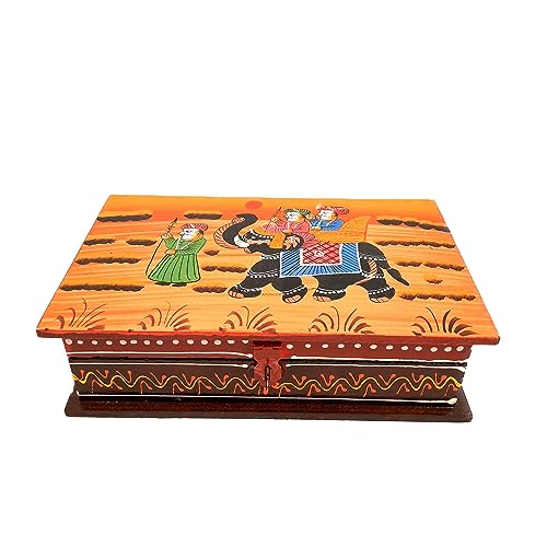 Image of Apka Mart The Online Shop Jewellery box | Wooden Jewelry Box with Lock | Storage Box - For Dressing Table, Home & Table Decor & Gifts - (8X5) Inch (Wood, Brown)