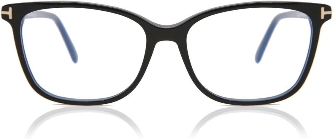 Eyeglasses Tom Ford FT 5842 -B 001 Shiny Black,"t" Logo/Blue Block Lenses