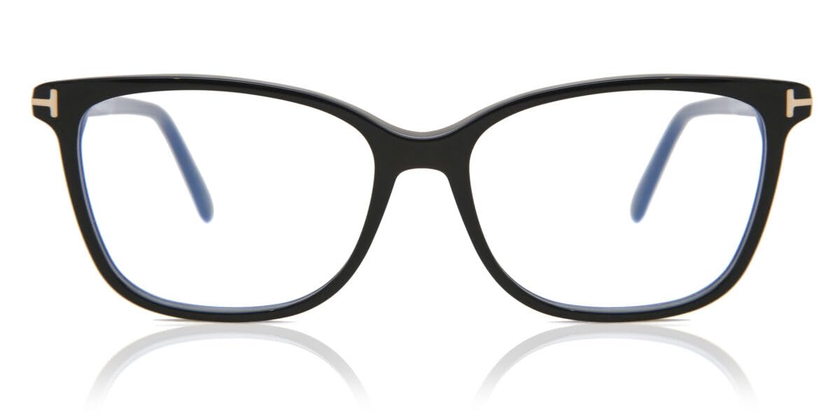 Eyeglasses Tom Ford FT 5842 -B 001 Shiny Black,"t" Logo/Blue Block Lenses