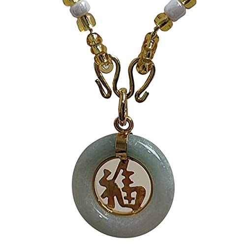 Natural Green Jade Real Light Green Round Donut Lucky Coin Jewelry Prosperity With Necklace Beads Color Gold White For Women Charms Luck Success Promote Love Wealth In Life Trade Flourish Prosperity #TOP24